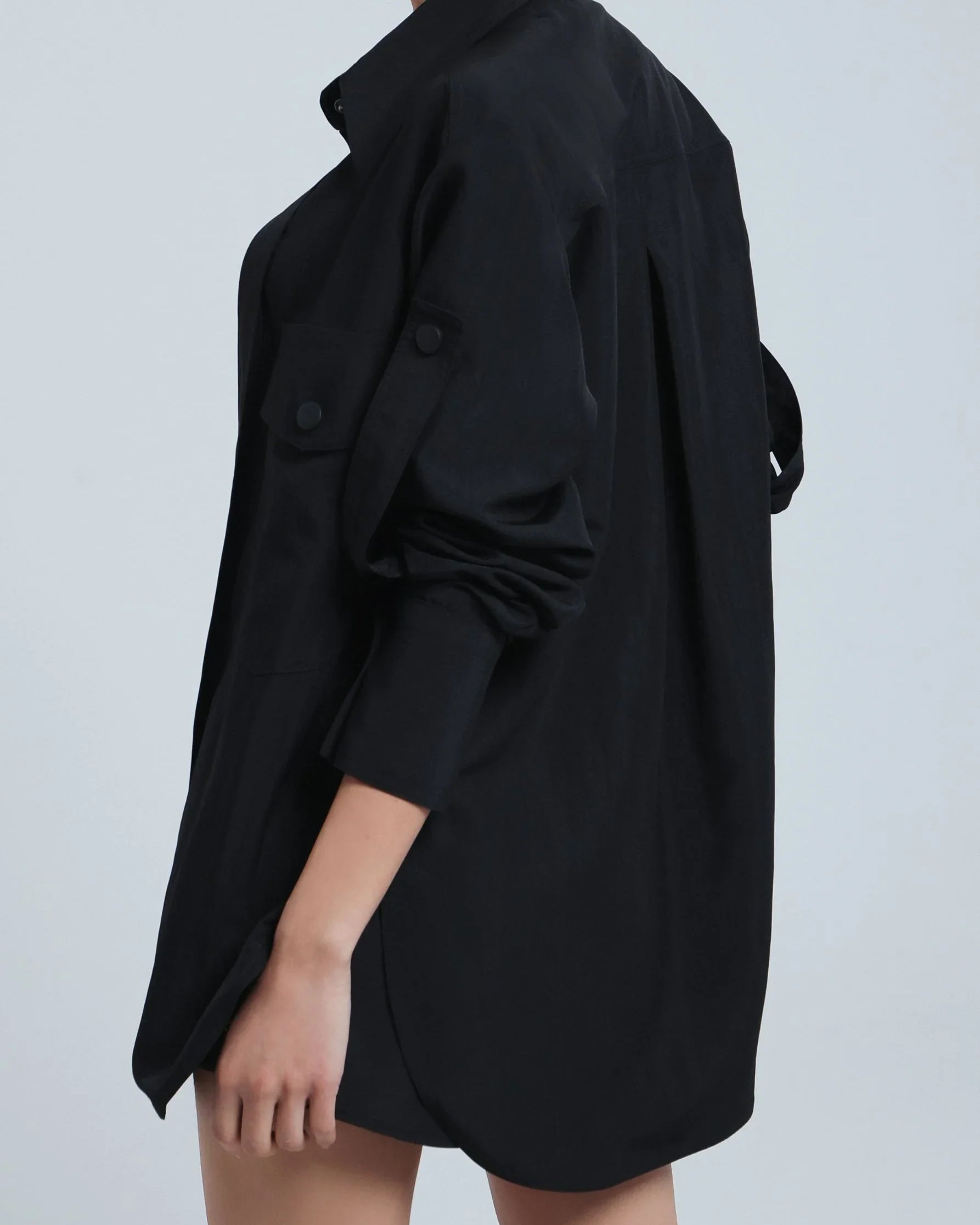 Lightweight oversized shirt styled for layering or solo wear