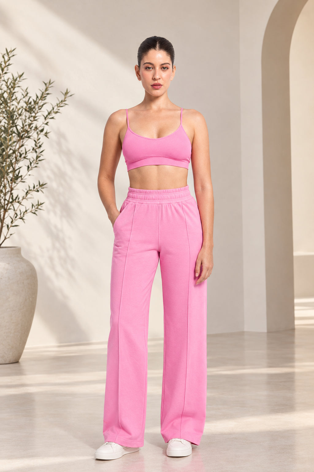 Essential Gray Structured Wide-Leg Fleece Pant | Polished Comfort