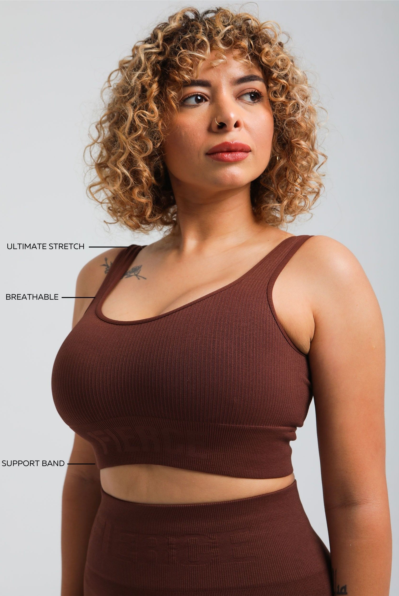 Lightweight breathable everyday bra—close-up of seamless fabric