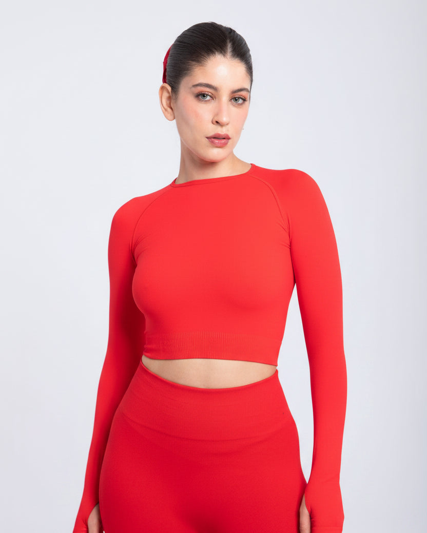 Second Skin Long Sleeve Crop Top – Sculpted & Sleek
