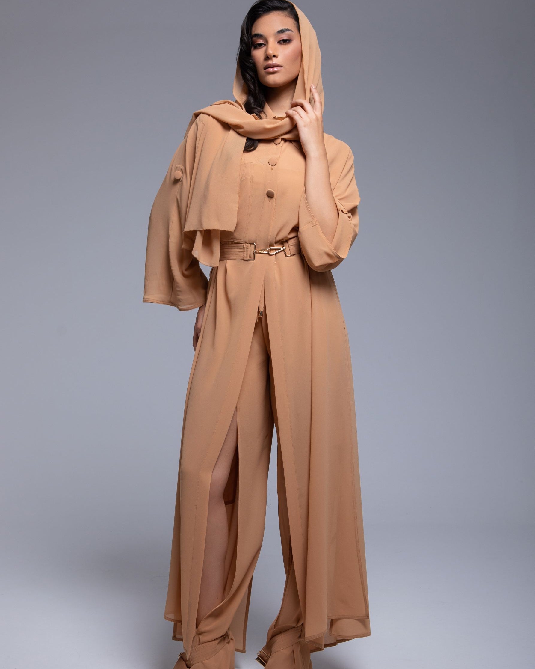 Sheer Cargo Pants with adjustable waist and ankle belts for customizable fit