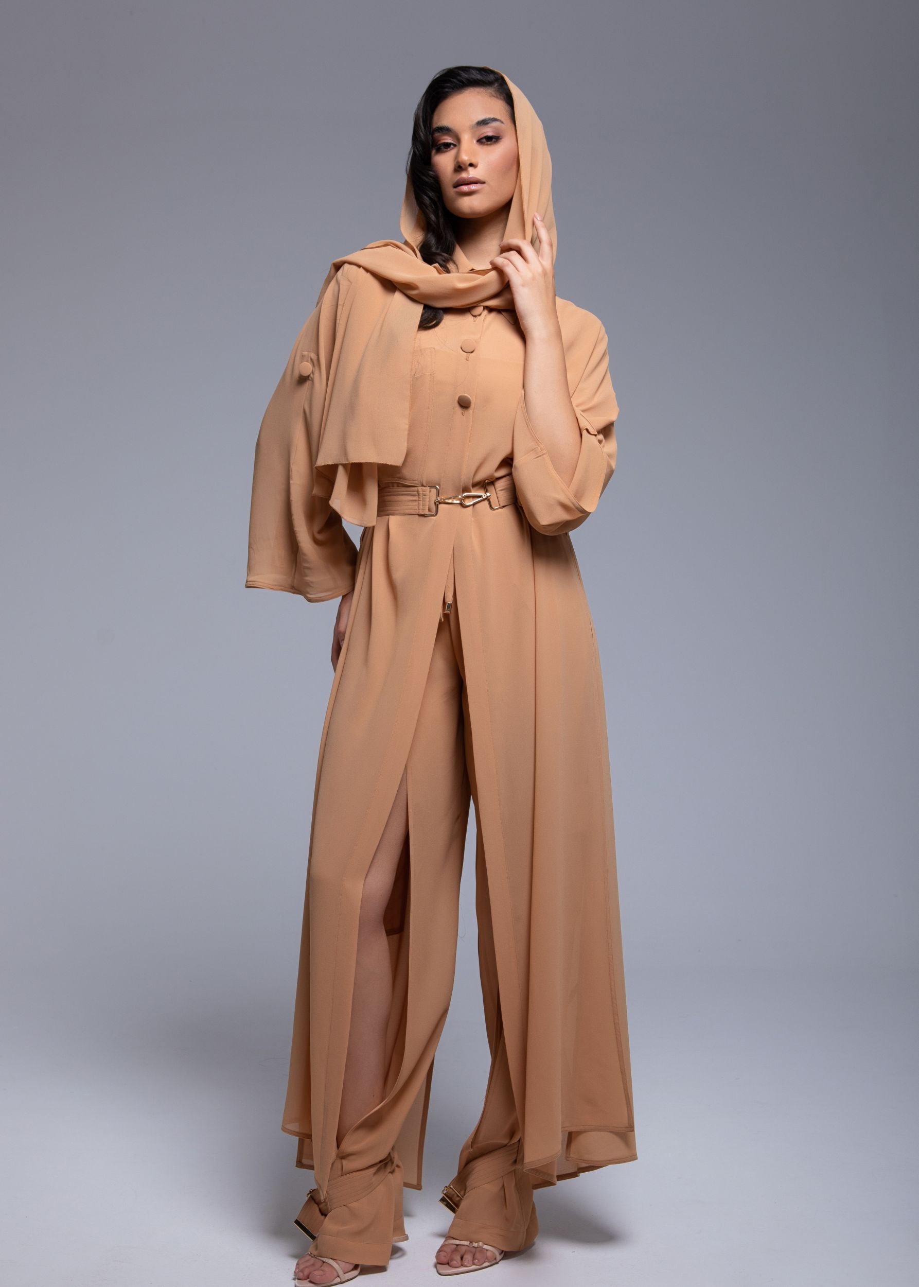 Sheer Cargo Pants with adjustable waist and ankle belts for customizable fit