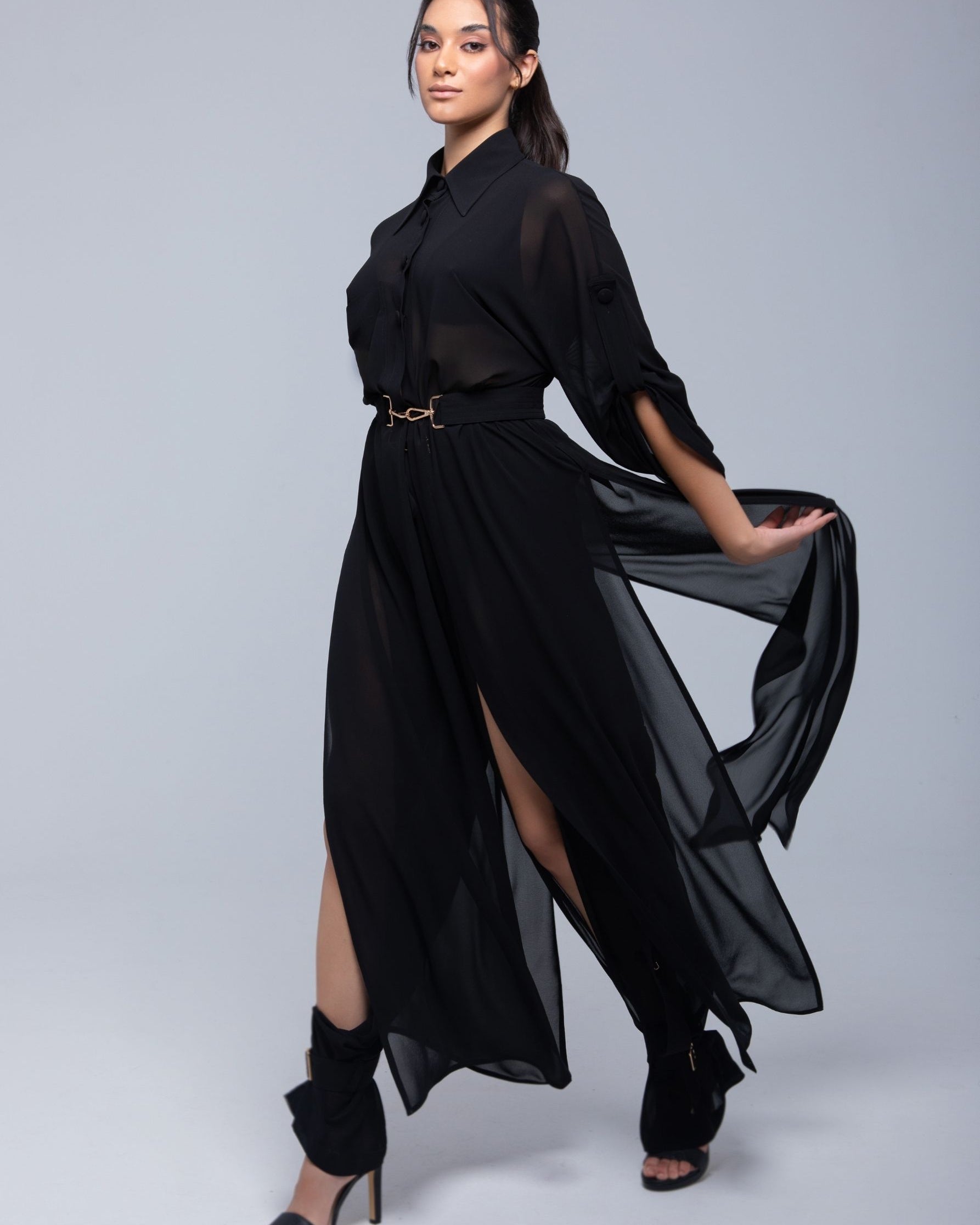Sheer Cargo Pants with adjustable waist and ankle belts for customizable fit