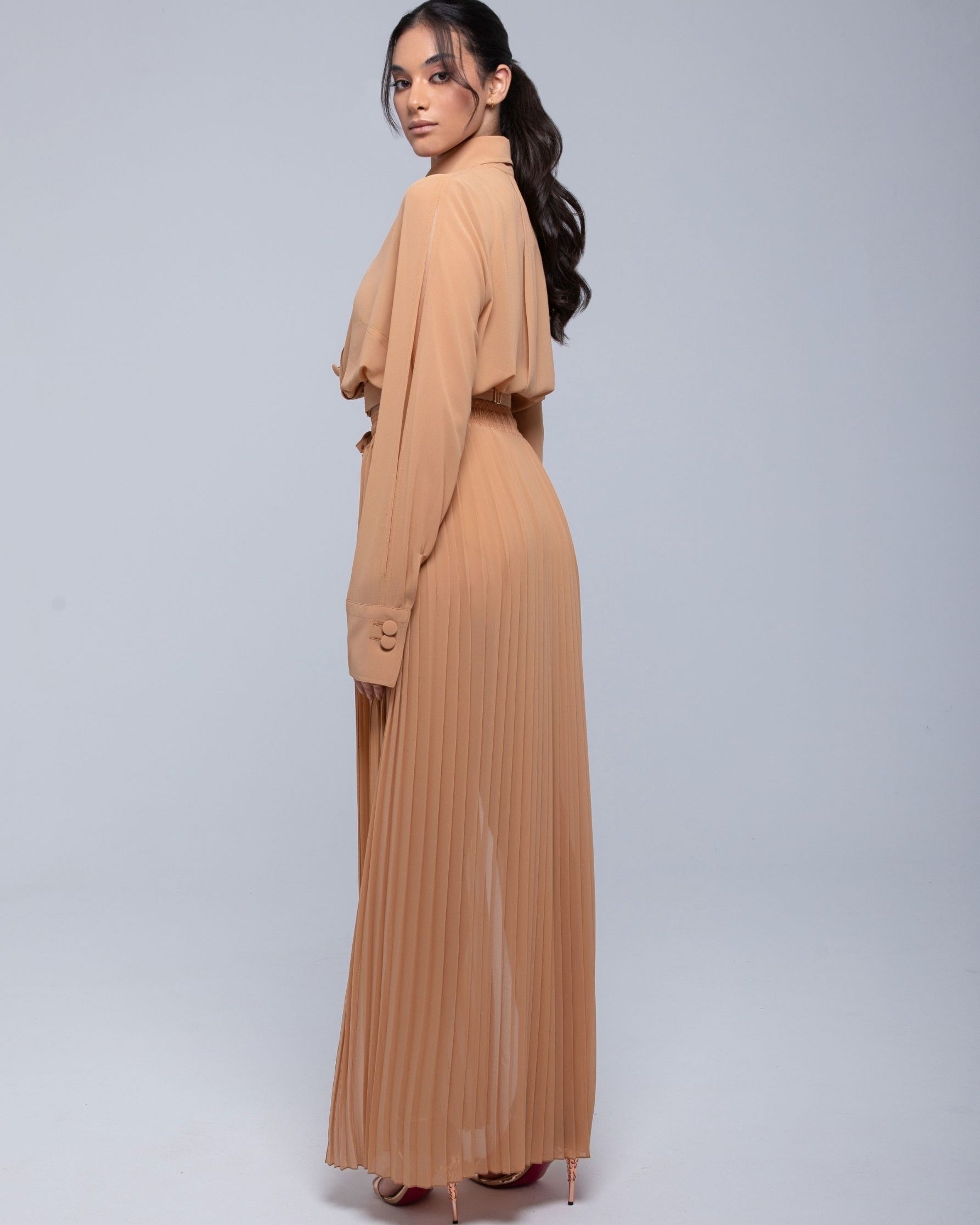Sheer maxi skirt with lightweight muslin fabric and double side slits