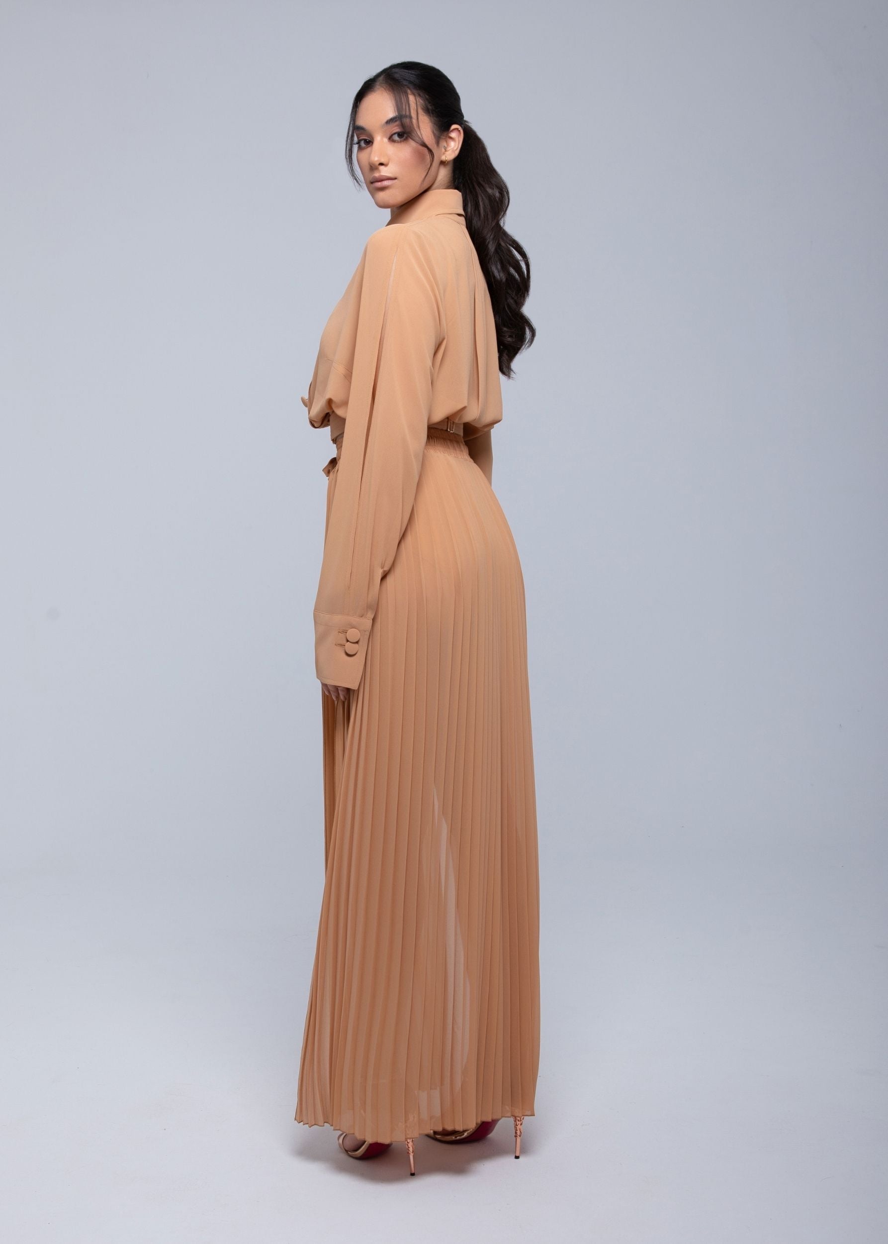 Sheer maxi skirt with lightweight muslin fabric and double side slits