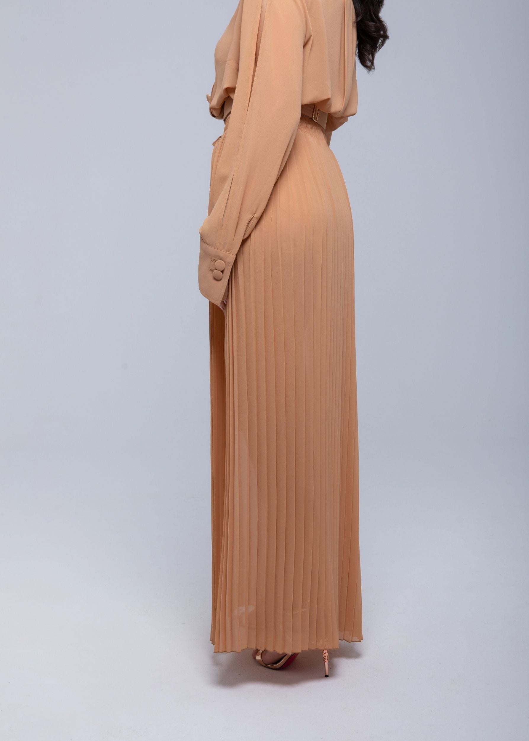 Sheer maxi skirt with lightweight muslin fabric and double side slits