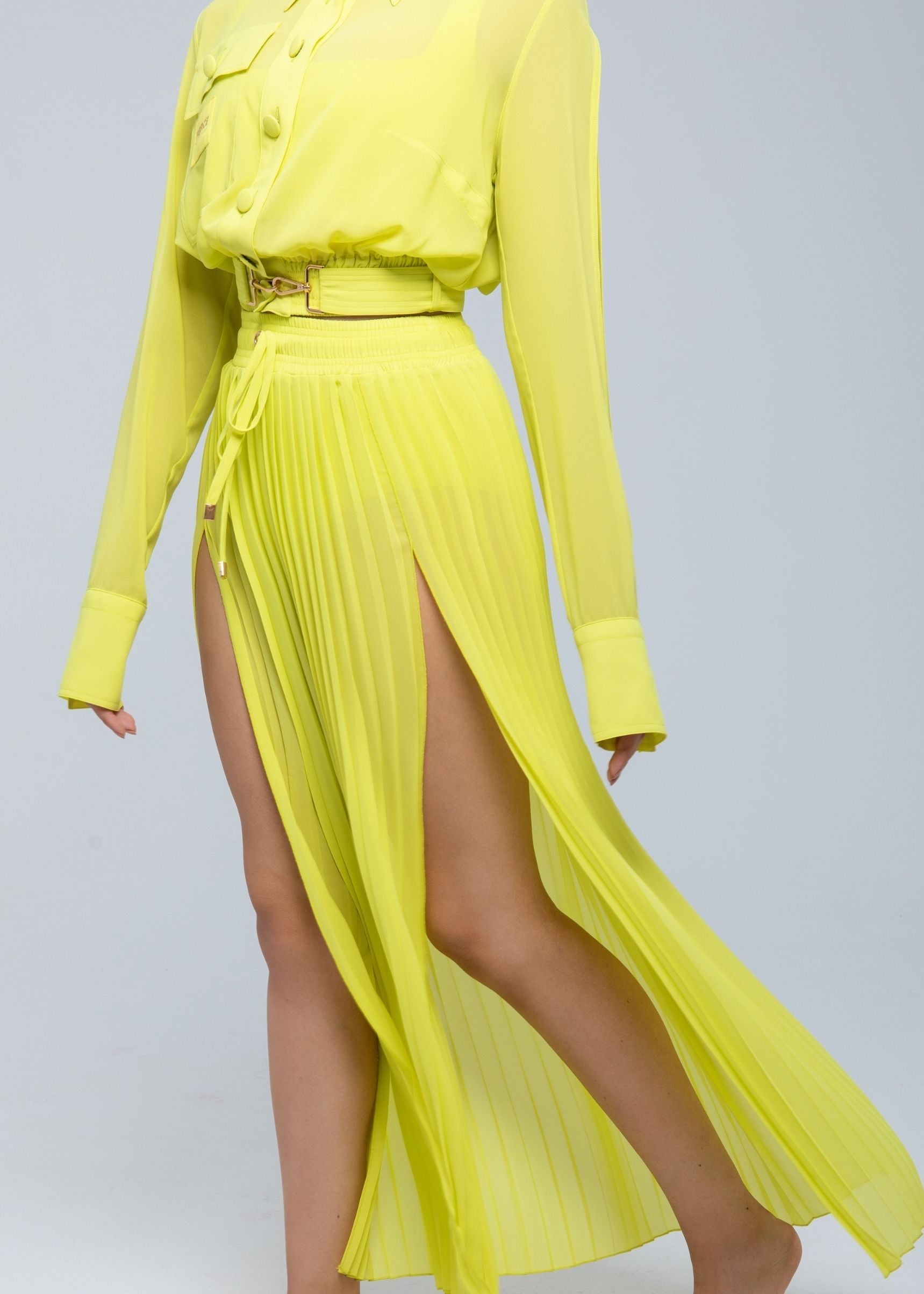 Sheer maxi skirt with lightweight muslin fabric and double side slits