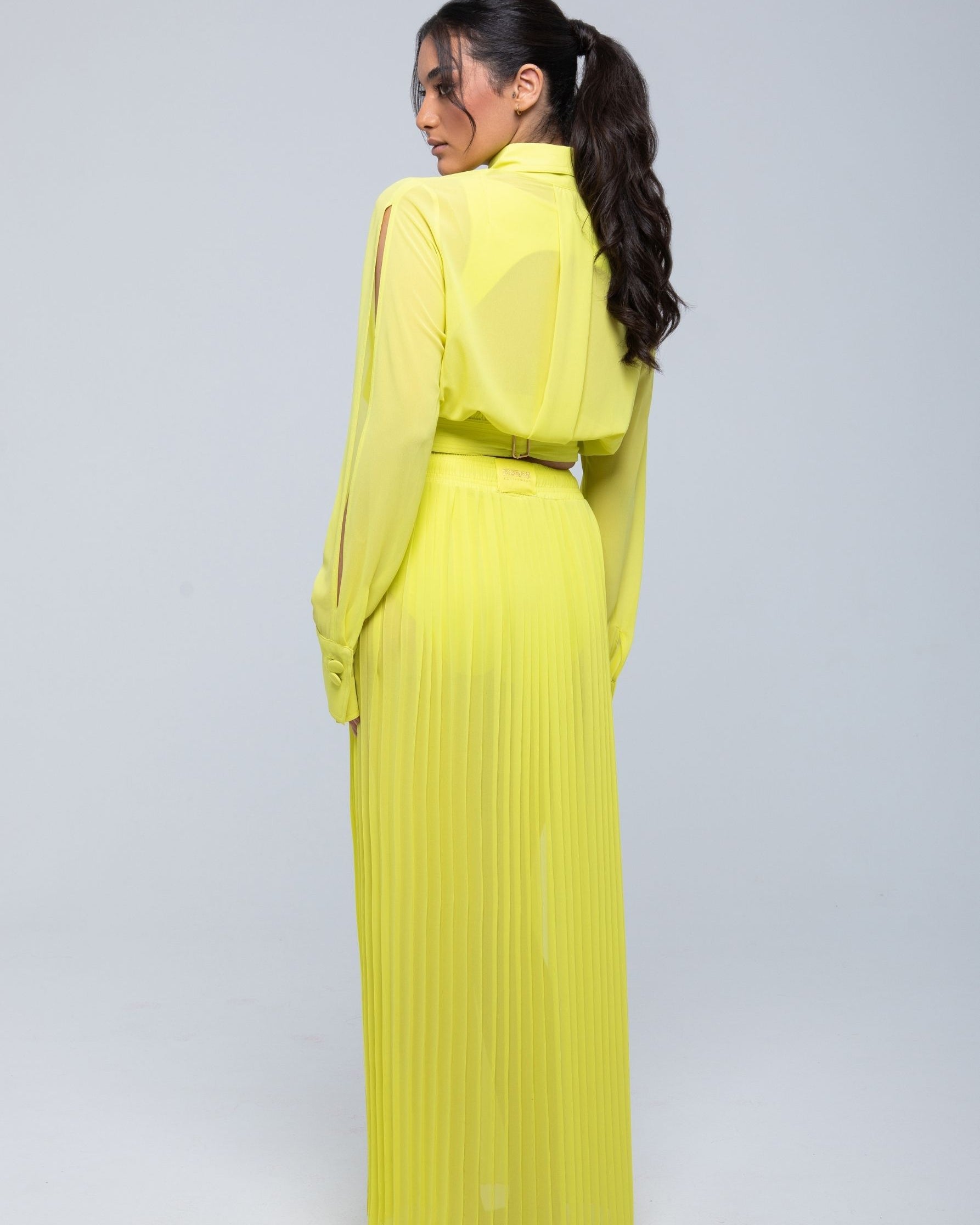 Sheer maxi skirt with lightweight muslin fabric and double side slits