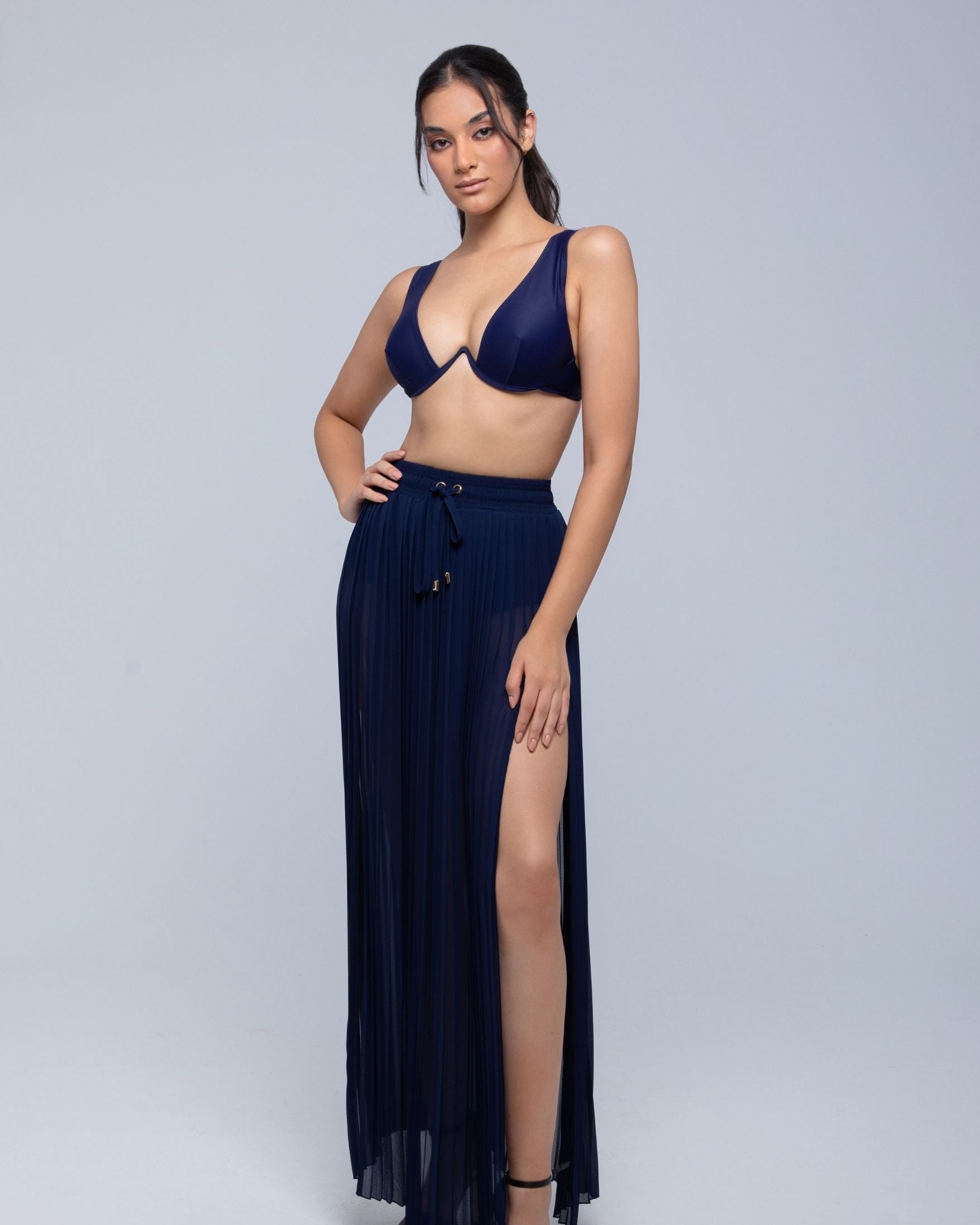 Sheer maxi skirt with lightweight muslin fabric and double side slits