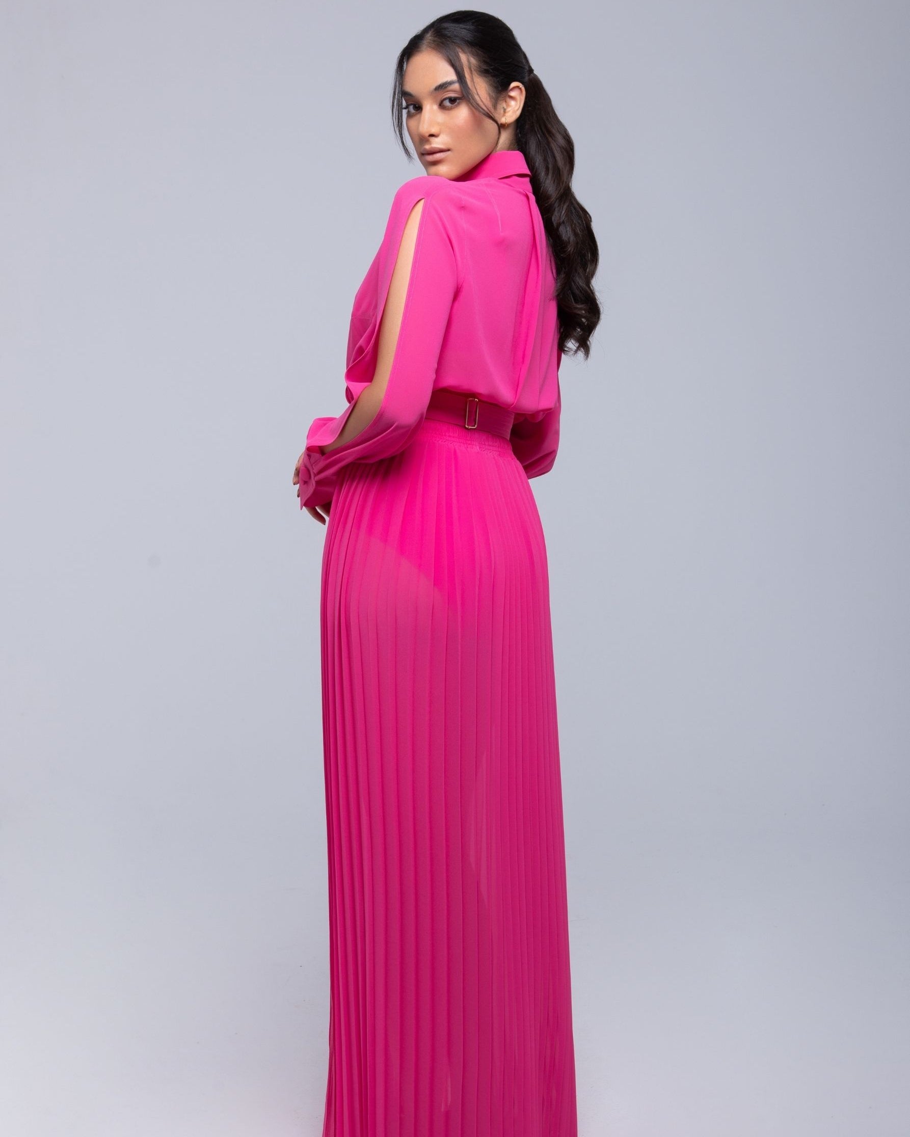 Sheer maxi skirt with lightweight muslin fabric and double side slits