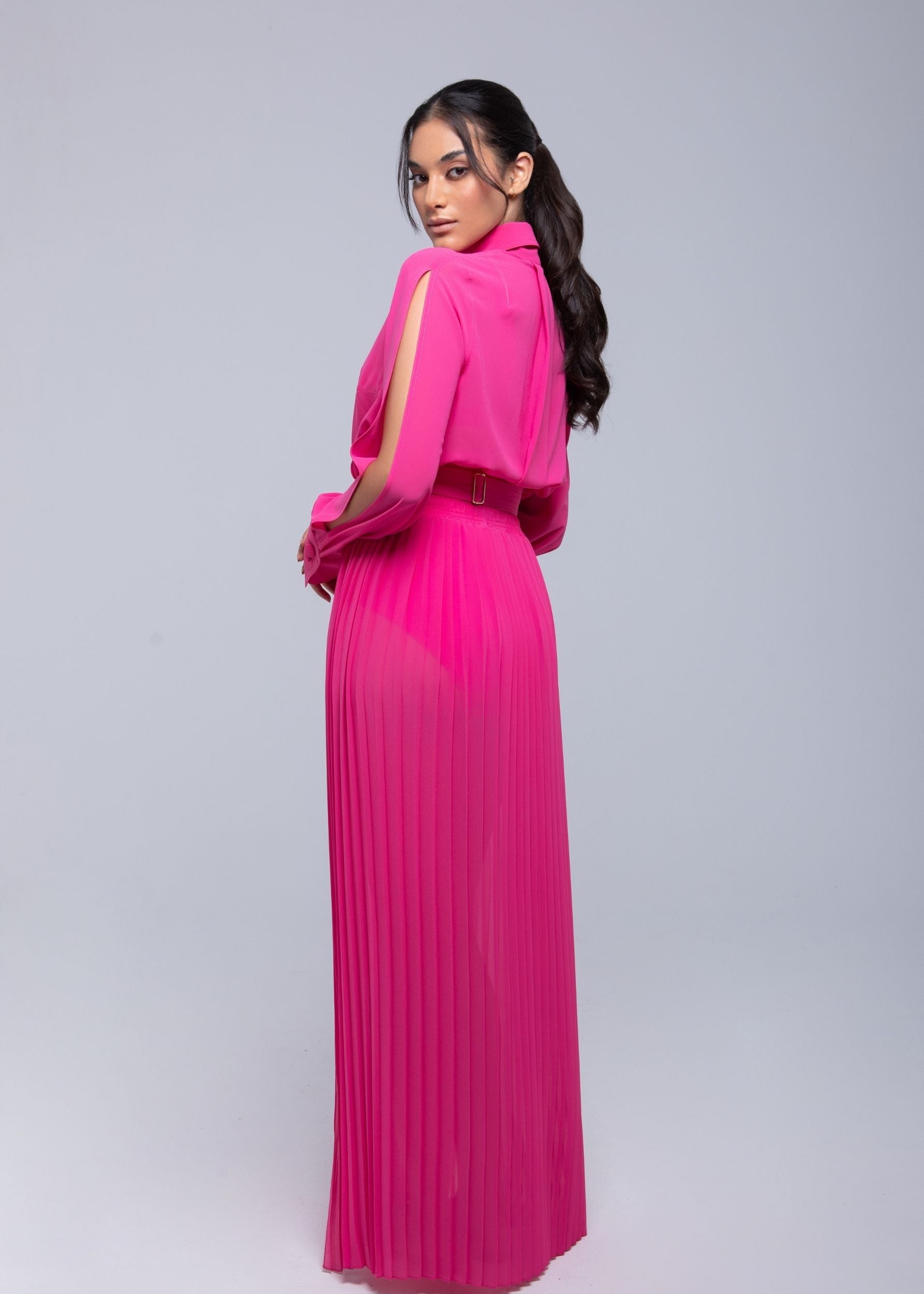 Sheer maxi skirt with lightweight muslin fabric and double side slits