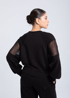 Back view oversized mesh sweatshirt black