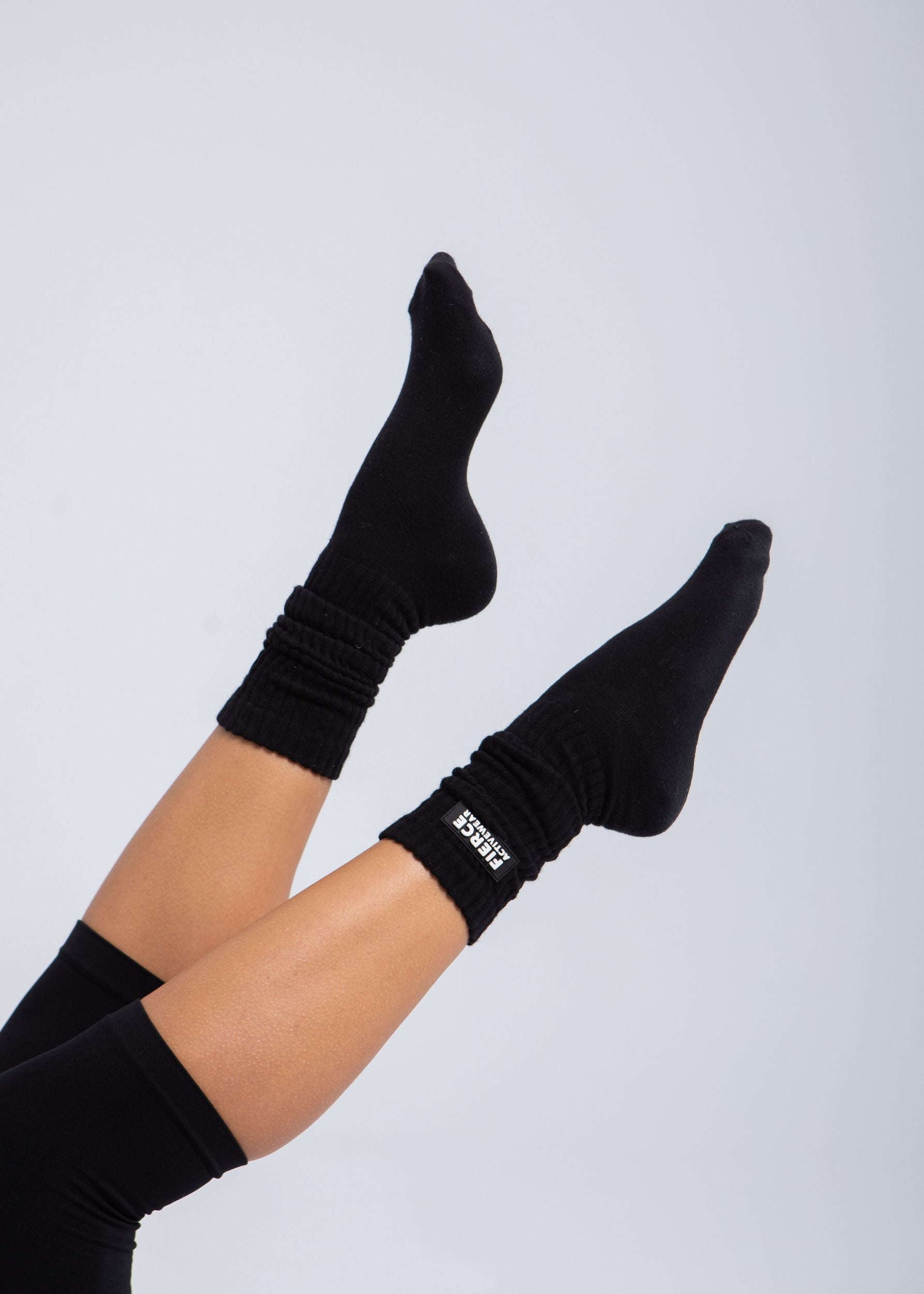 Icon Crew Socks | Ribbed Minimal Logo Socks – Fierce Activewear