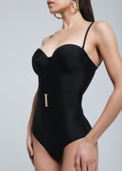 Marilyn one-piece swimsuit with push-up cups and removable lacing