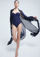 Marilyn one-piece swimsuit with push-up cups and removable lacing