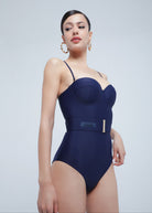 Marilyn one-piece swimsuit with push-up cups and removable lacing