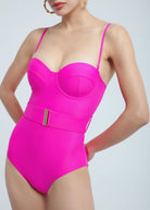 Marilyn one-piece swimsuit with push-up cups and removable lacing