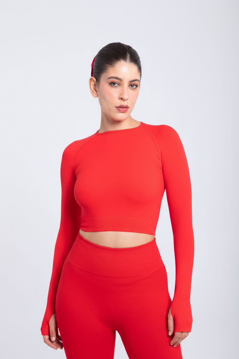 Second Skin Long Sleeve Crop Top – Sculpted & Sleek