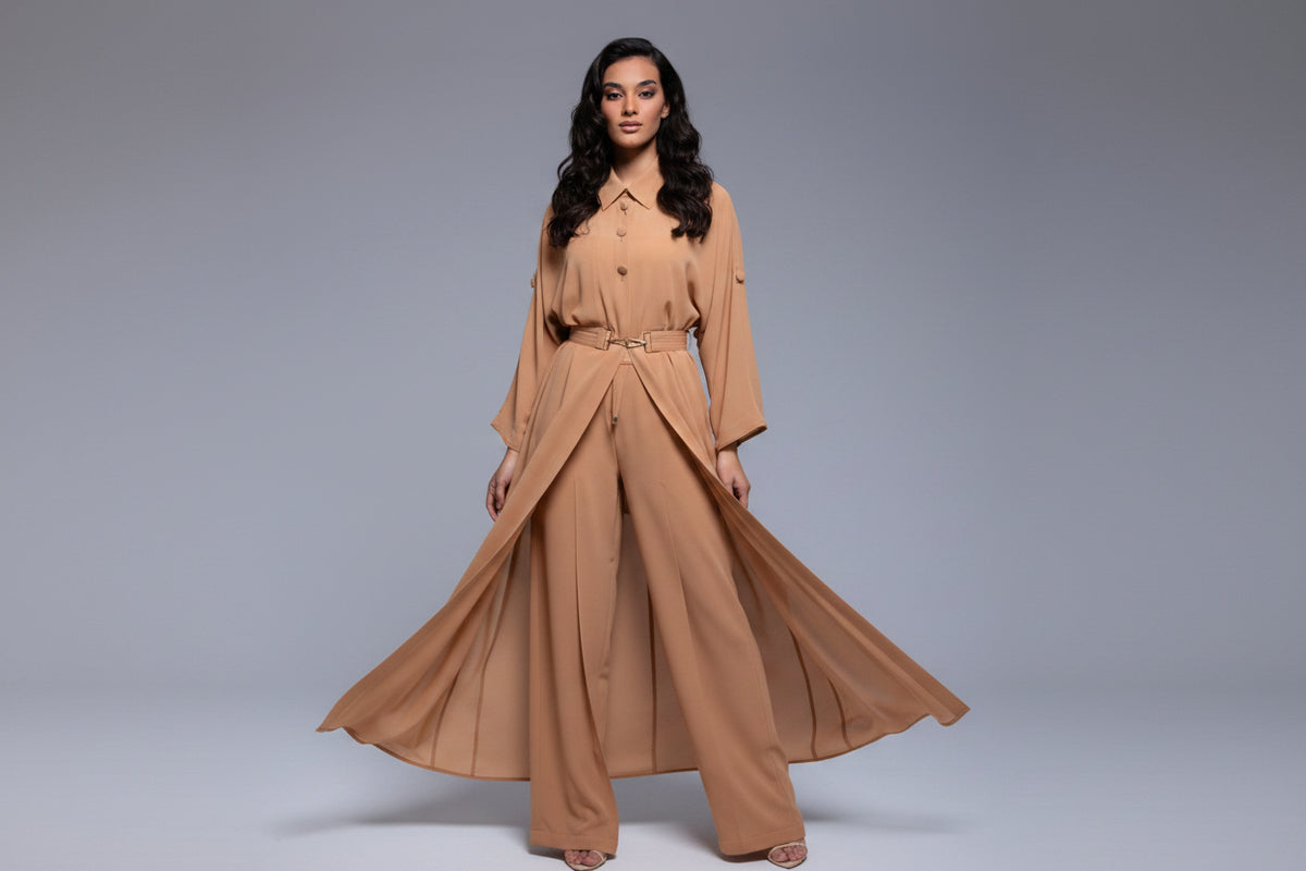 Sheer Cargo Pants with adjustable waist and ankle belts for customizable fit