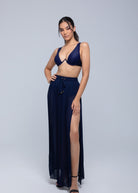 Sheer maxi skirt with lightweight muslin fabric and double side slits